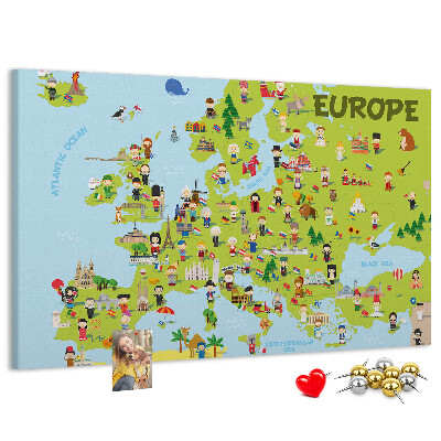 Cork memo board World map with flags