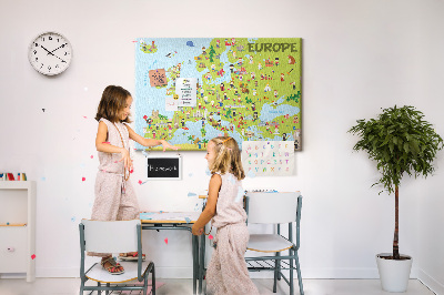 Cork memo board World map with flags