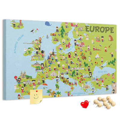 Cork memo board World map with flags