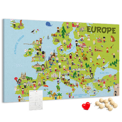 Cork memo board World map with flags