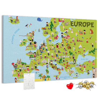 Cork memo board World map with flags