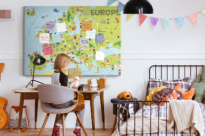 Cork memo board World map with flags