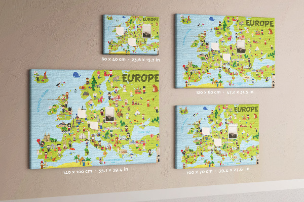 Cork memo board World map with flags