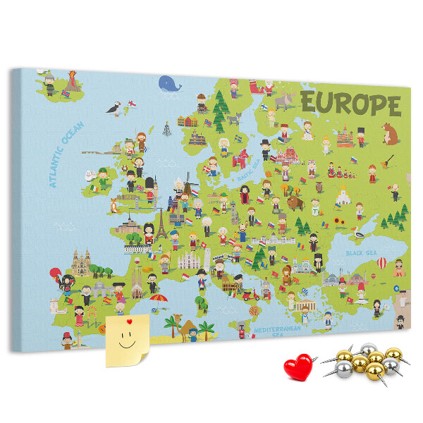 Cork memo board World map with flags