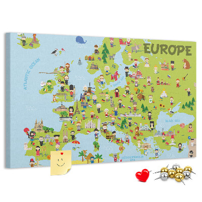 Cork memo board World map with flags