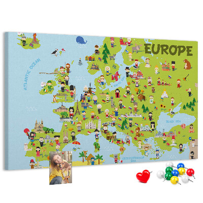 Cork memo board World map with flags