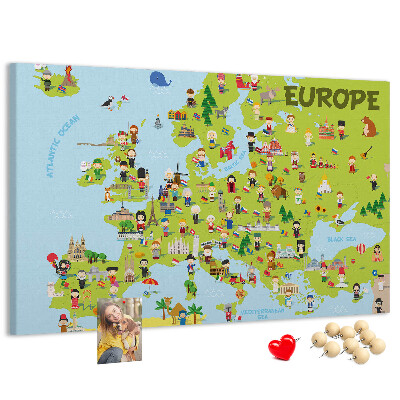 Cork memo board World map with flags