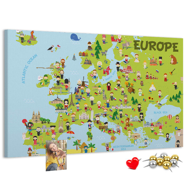 Cork memo board World map with flags