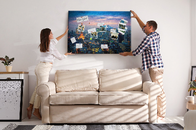 Cork board City at night