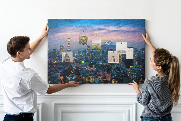 Cork board City at night