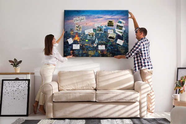 Cork board City at night