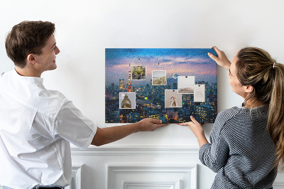 Cork board City at night