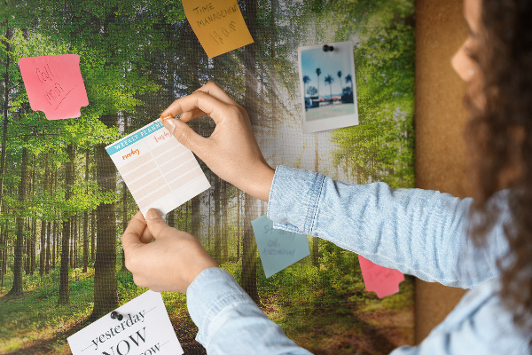 Cork display board Forest sunrise