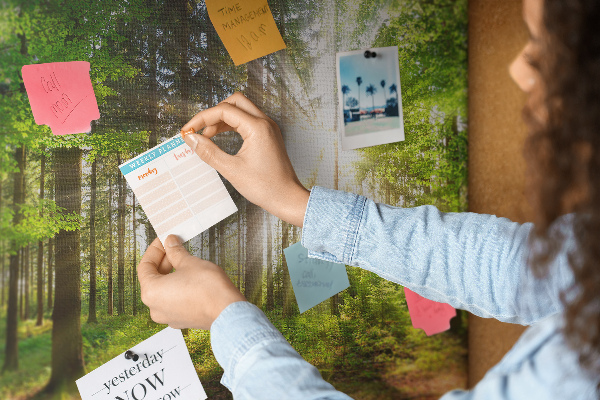 Cork display board Forest sunrise