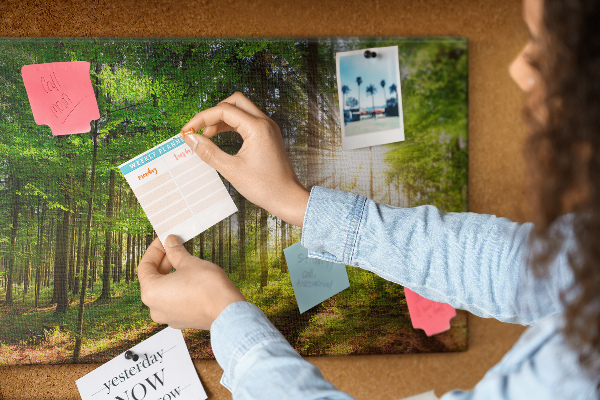Cork display board Forest sunrise