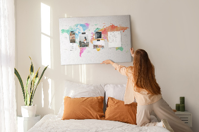 Cork display board Watercolor world map