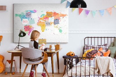 Cork display board Watercolor world map