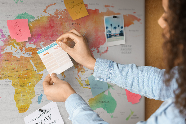 Cork display board Watercolor world map
