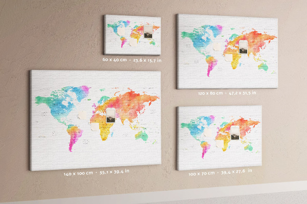 Cork display board Watercolor world map