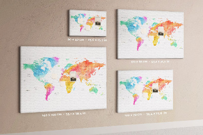 Cork display board Watercolor world map