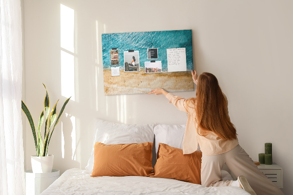 Cork display board Sea beach people
