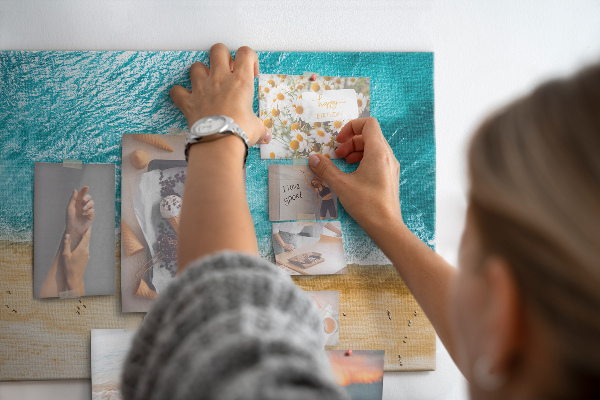 Cork display board Sea beach people