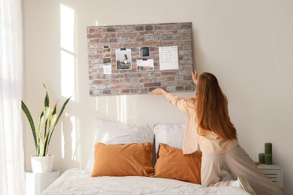 Cork memo board Brick wall