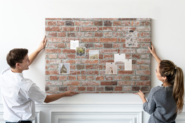 Cork memo board Brick wall