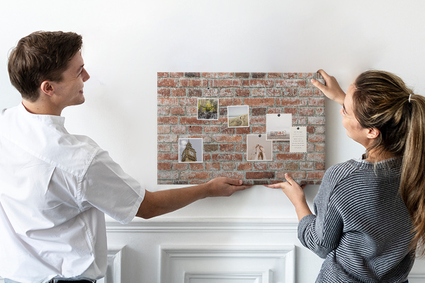 Cork memo board Brick wall