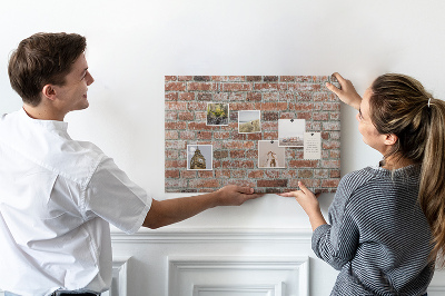 Cork memo board Brick wall