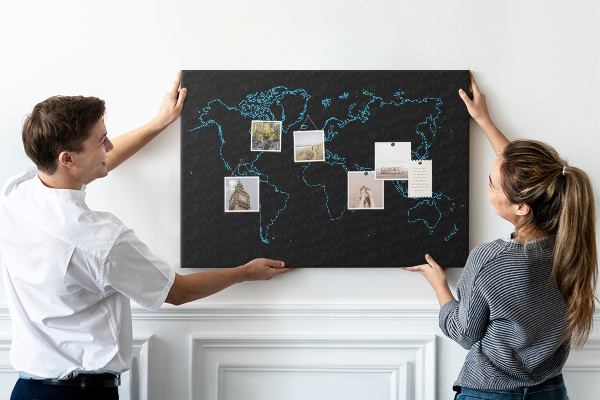 Cork display board World map contours