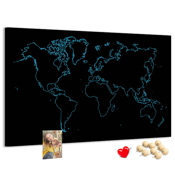 Cork display board World map contours