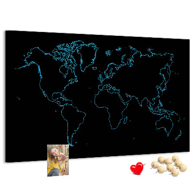 Cork display board World map contours