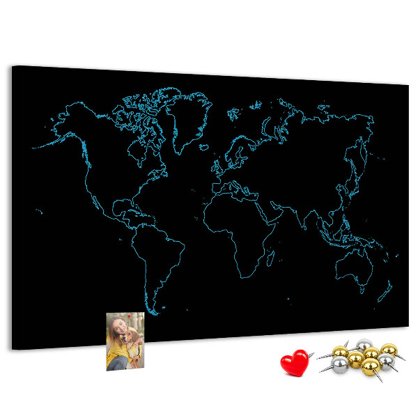 Cork display board World map contours
