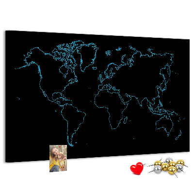 Cork display board World map contours