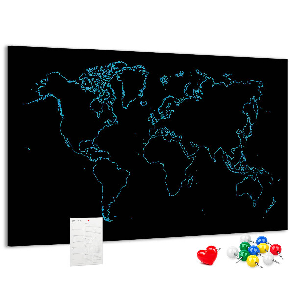 Cork display board World map contours
