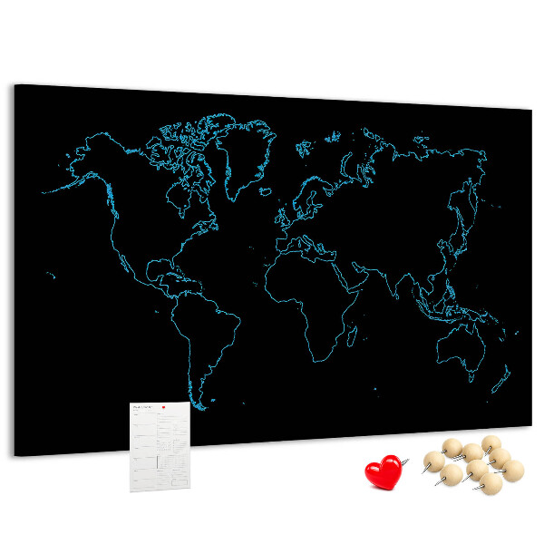Cork display board World map contours
