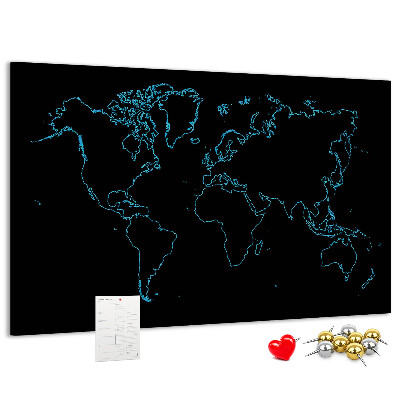 Cork display board World map contours