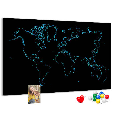 Cork display board World map contours
