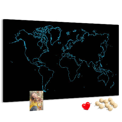 Cork display board World map contours