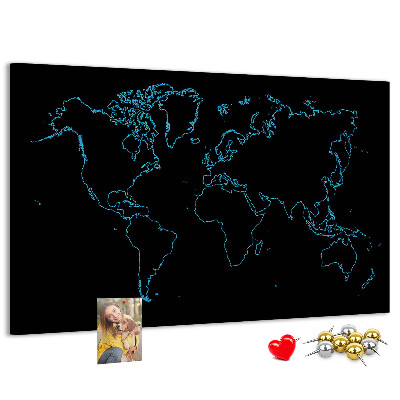 Cork display board World map contours
