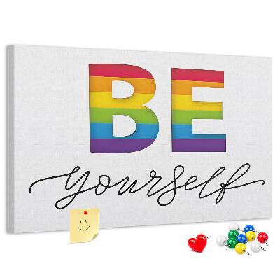 Cork memo board Be yourself lettering