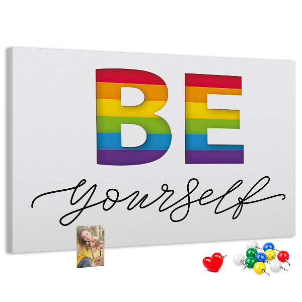 Cork memo board Be yourself lettering