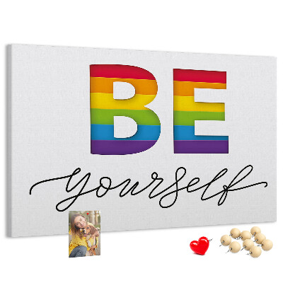 Cork memo board Be yourself lettering