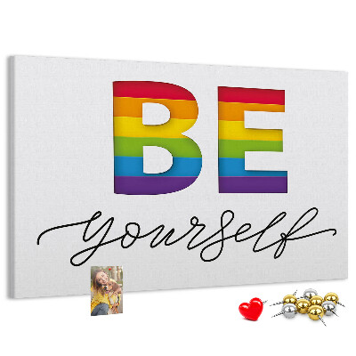 Cork memo board Be yourself lettering