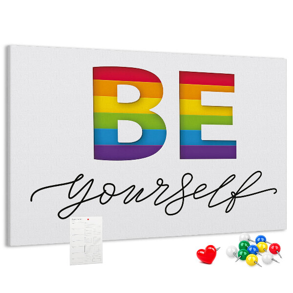 Cork memo board Be yourself lettering