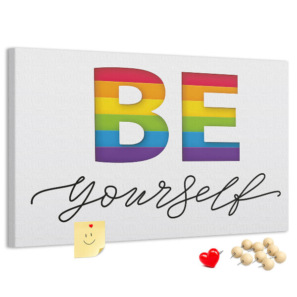 Cork memo board Be yourself lettering