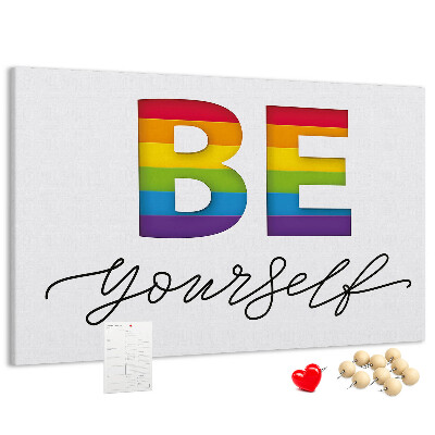 Cork memo board Be yourself lettering