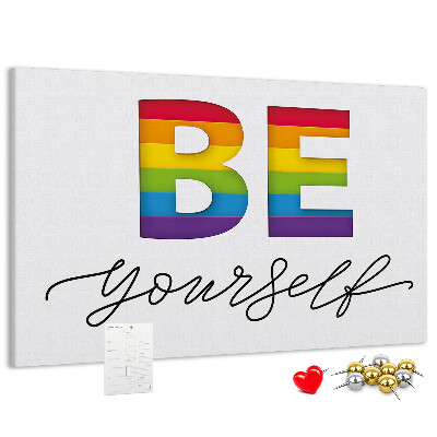 Cork memo board Be yourself lettering