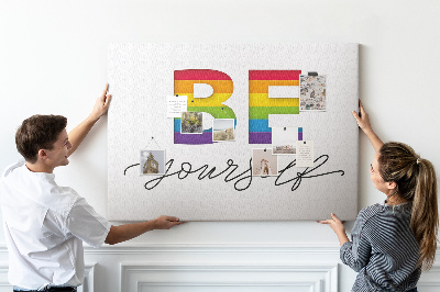 Cork memo board Be yourself lettering